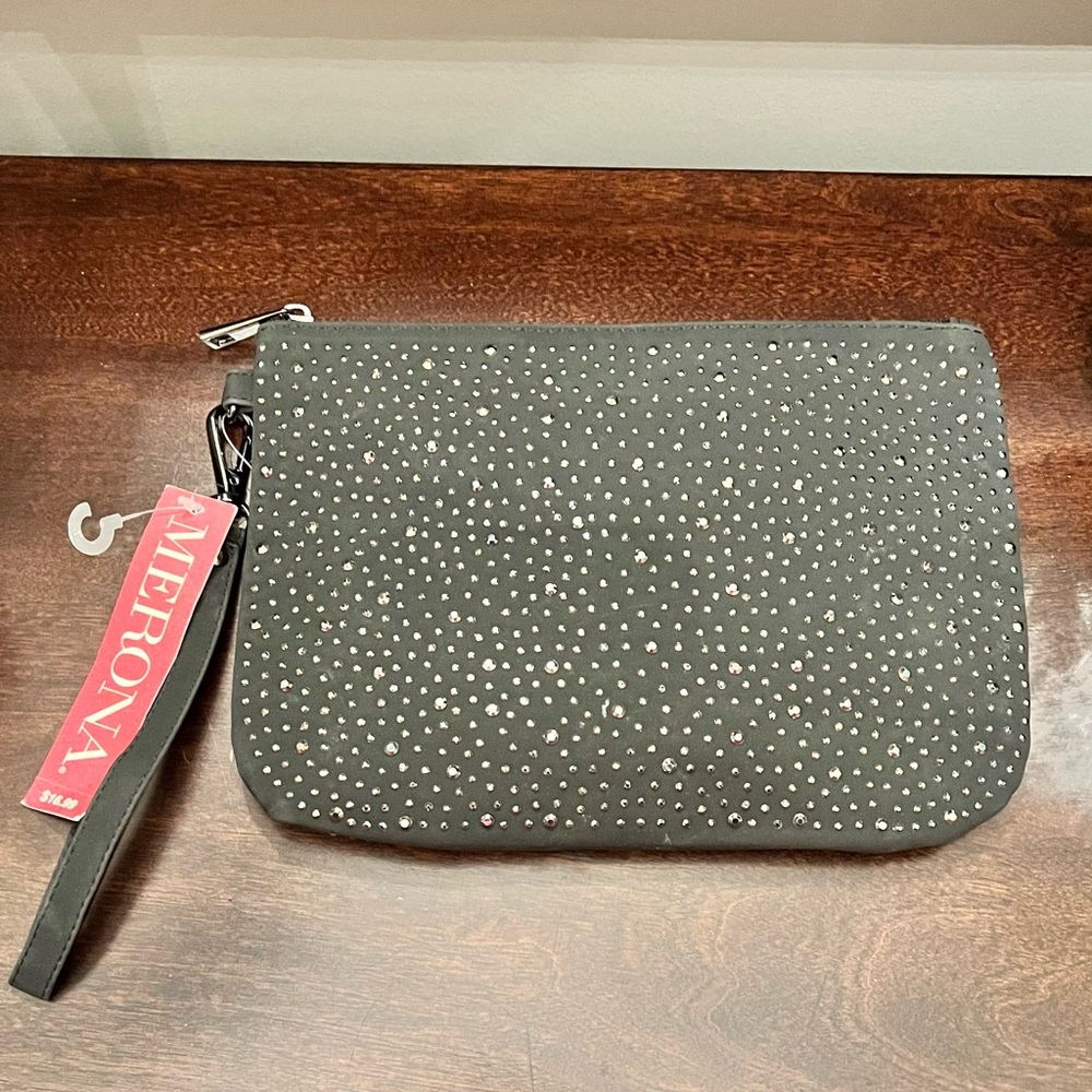 Merona Black/Pewter rhinestone clutch